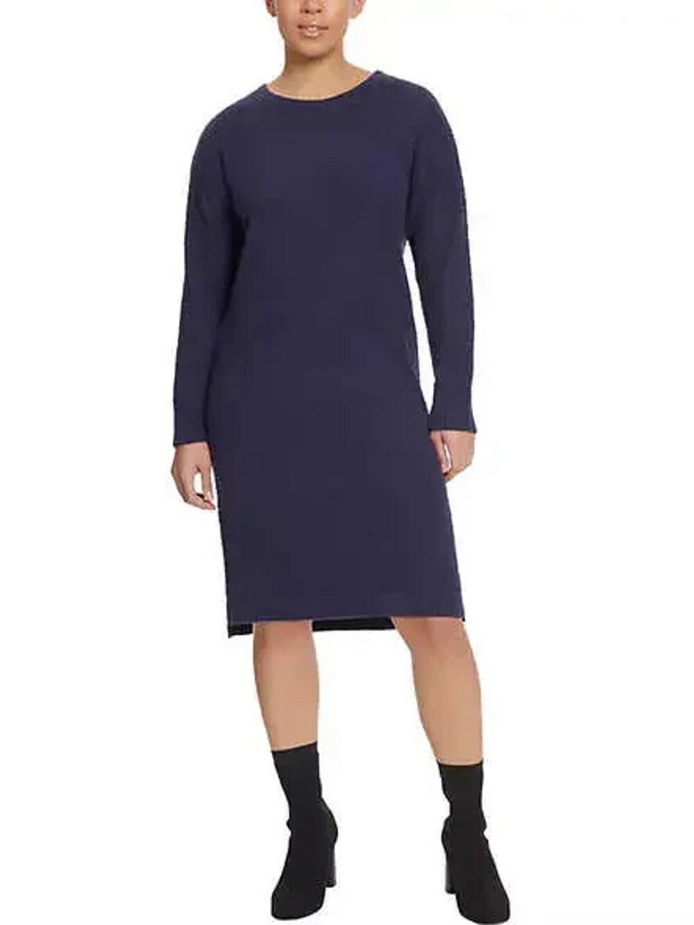 Jessica Simpson Cozy Sweater Dress Women's Large Navy Blue Knit Fleece Midi